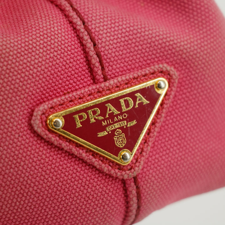 Prada Pink Canvas Canapa Logo 2Way Tote Bag Small #3600