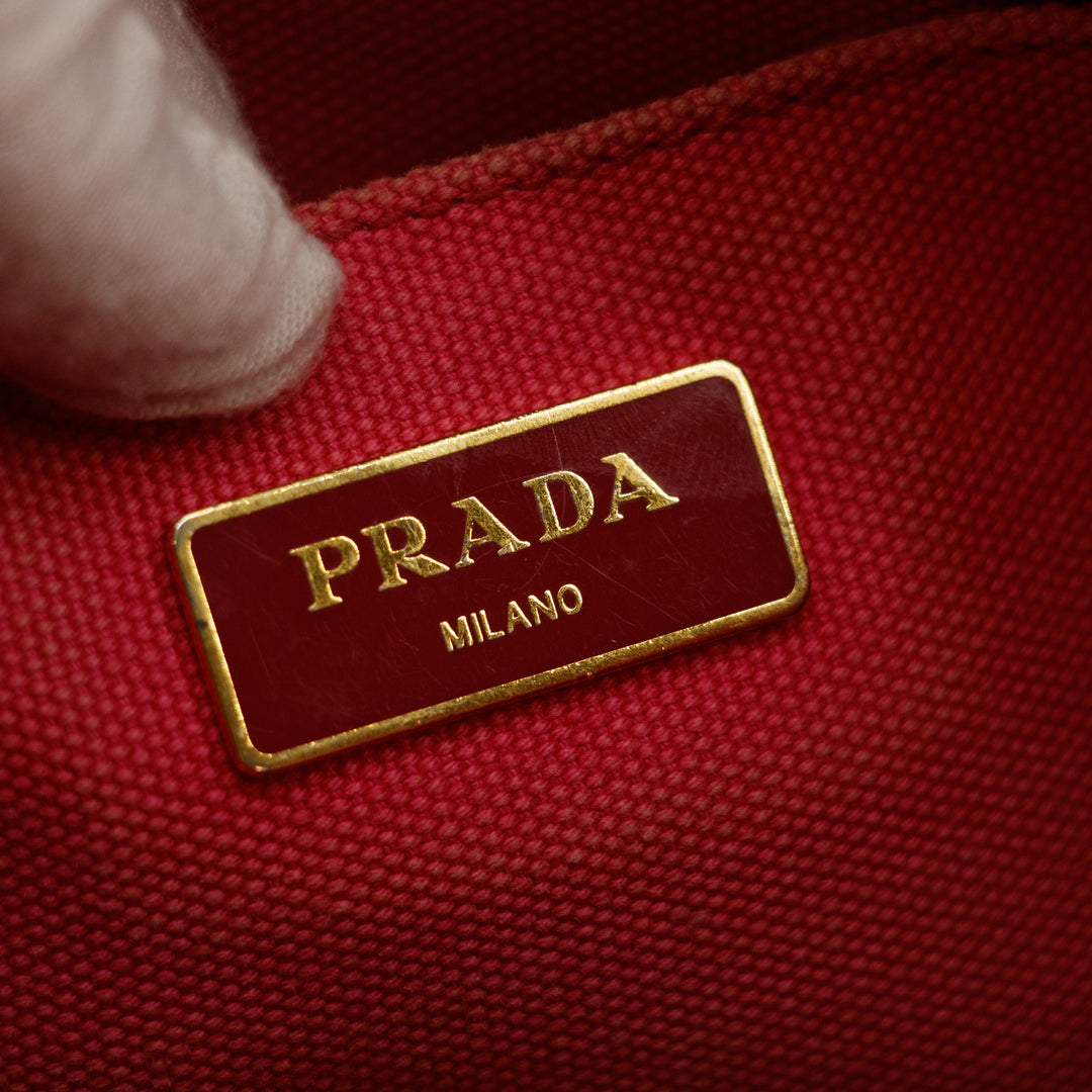 Prada Pink Canvas Canapa Logo 2Way Tote Bag Small #3600