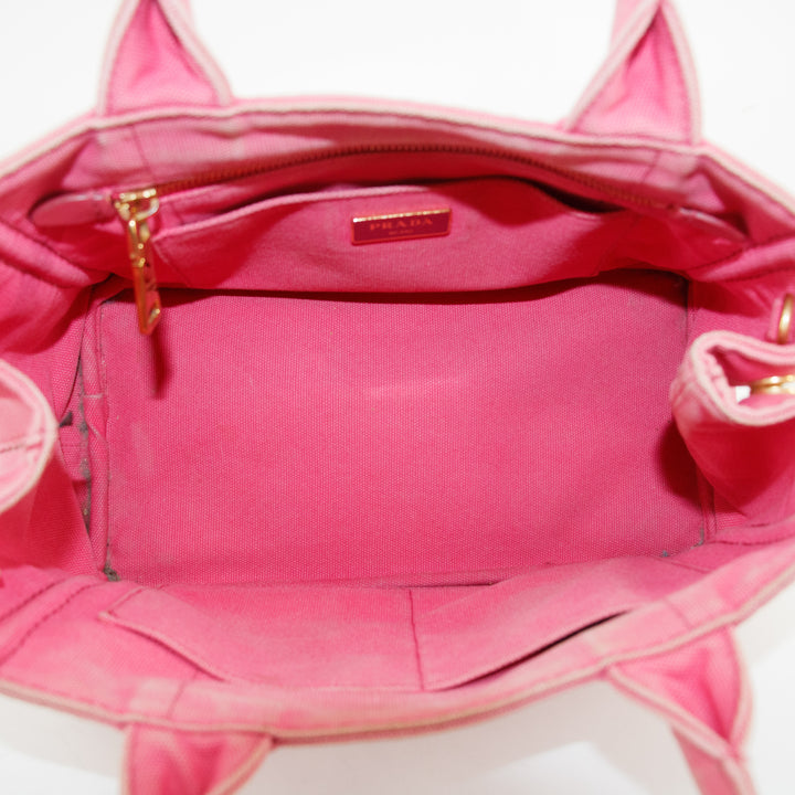 Prada Pink Canvas Canapa Logo 2Way Tote Bag Small #3600