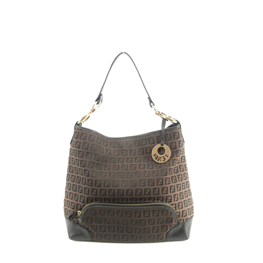 Fendi Dark Brown FF Zucca Hobo Shoulder Bag  #3605