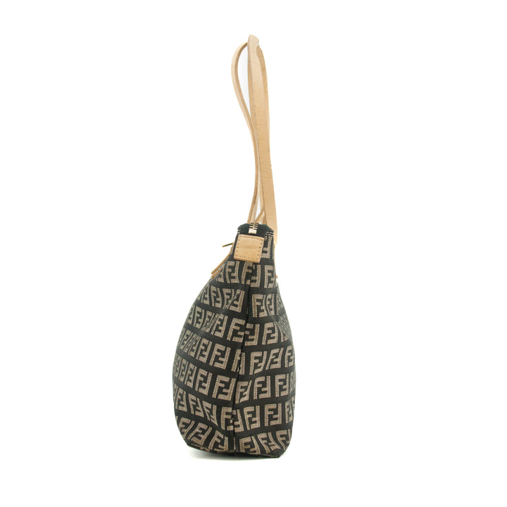 Fendi FF Zucchino Black Canvas Shoulder Bag #3606
