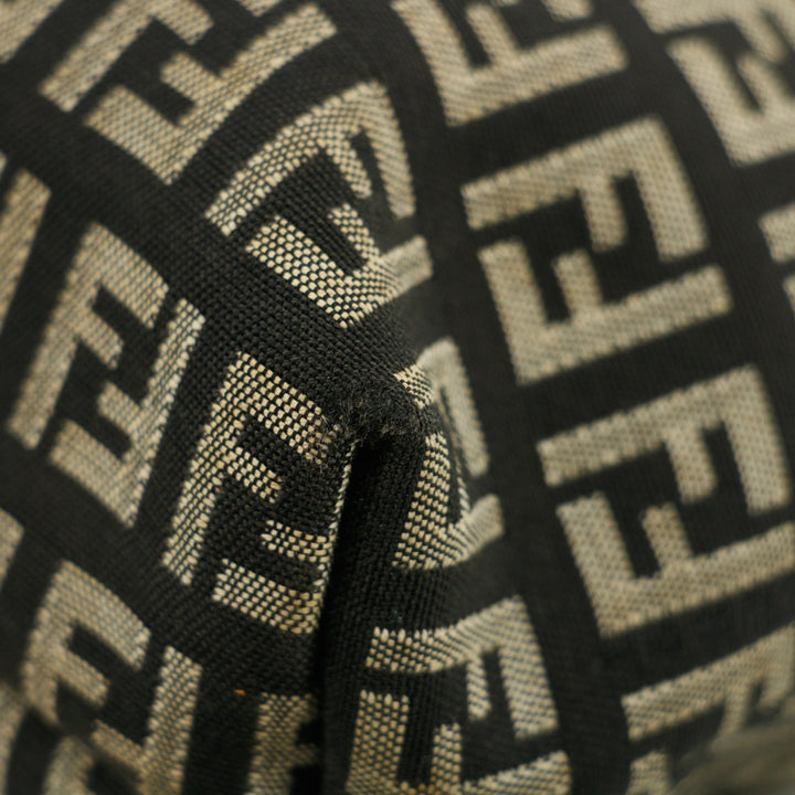 Fendi FF Zucchino Black Canvas Shoulder Bag #3606
