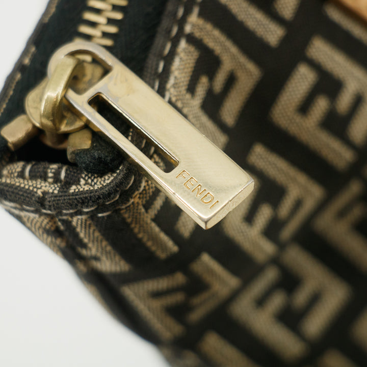 Fendi FF Zucchino Black Canvas Shoulder Bag #3606