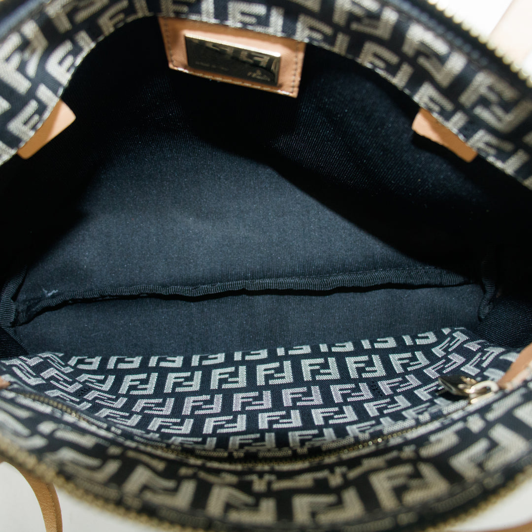 Fendi FF Zucchino Black Canvas Shoulder Bag #3606