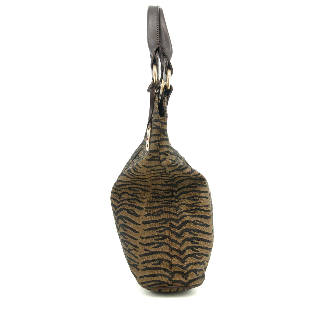 Fendi Zucca Canvas Zebra Pattern Brown Tote Bag #3609