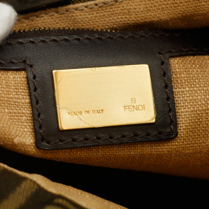 Fendi Zucca Canvas Zebra Pattern Brown Tote Bag #3609