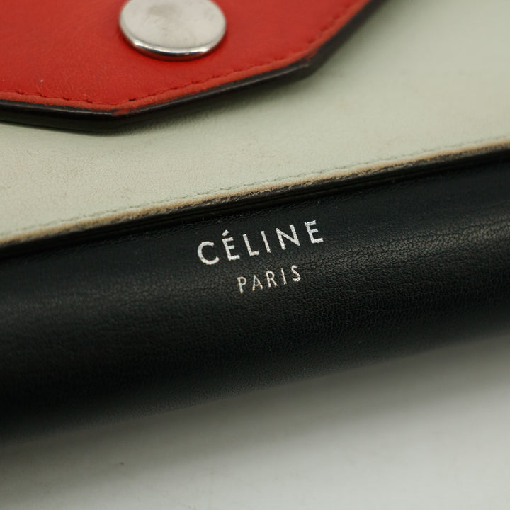 Celine Colorblock Black / Red Long Trifold Wallet #3616