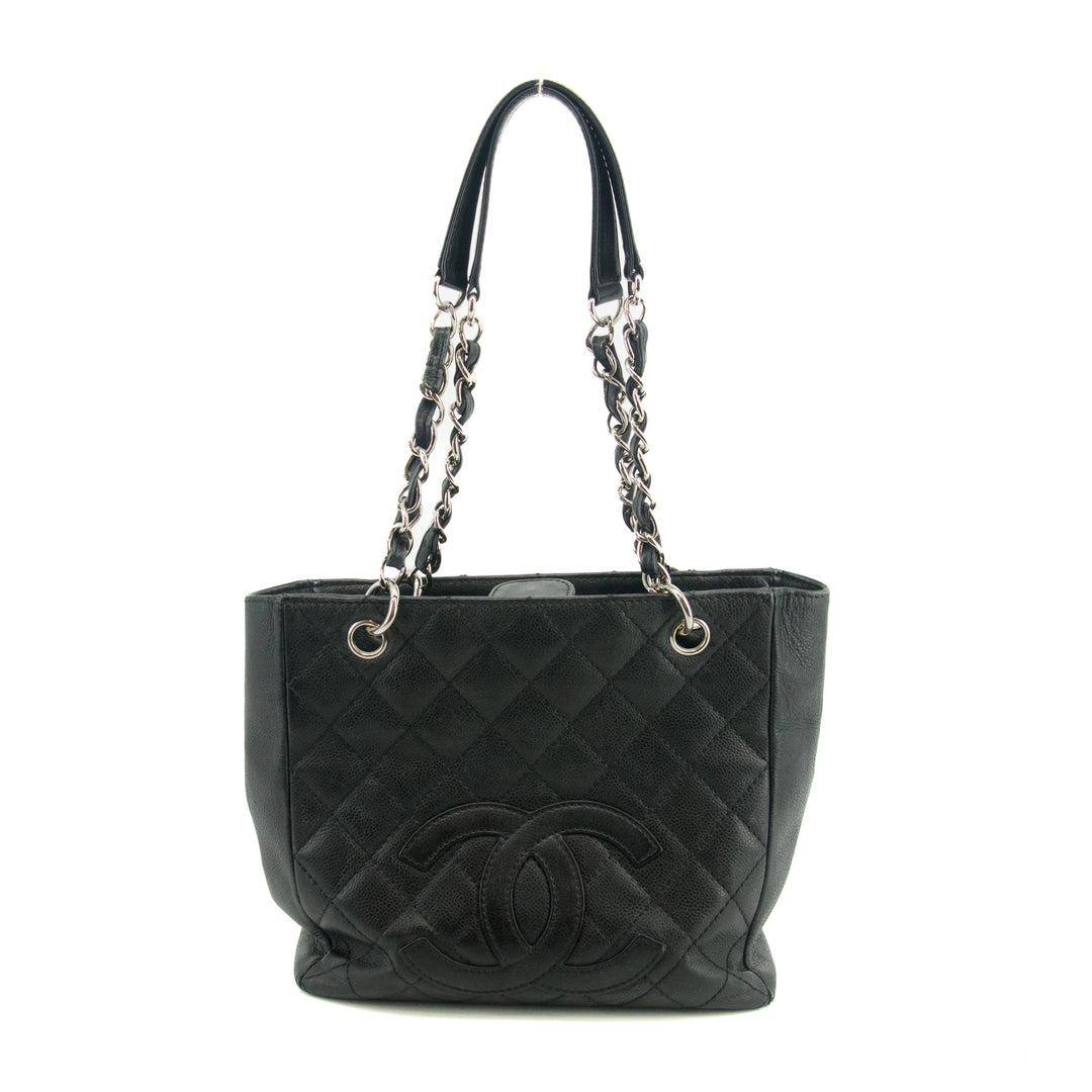 Chanel Black Caviar Skin Quilted Coco Mark PST Shoulder Bag #3628