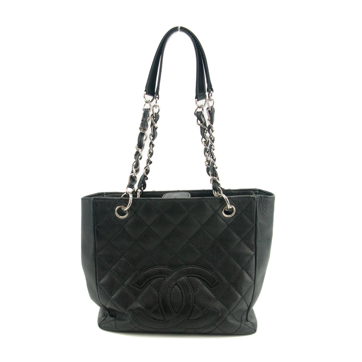 Chanel Black Caviar Skin Quilted Coco Mark PST Shoulder Bag #3628