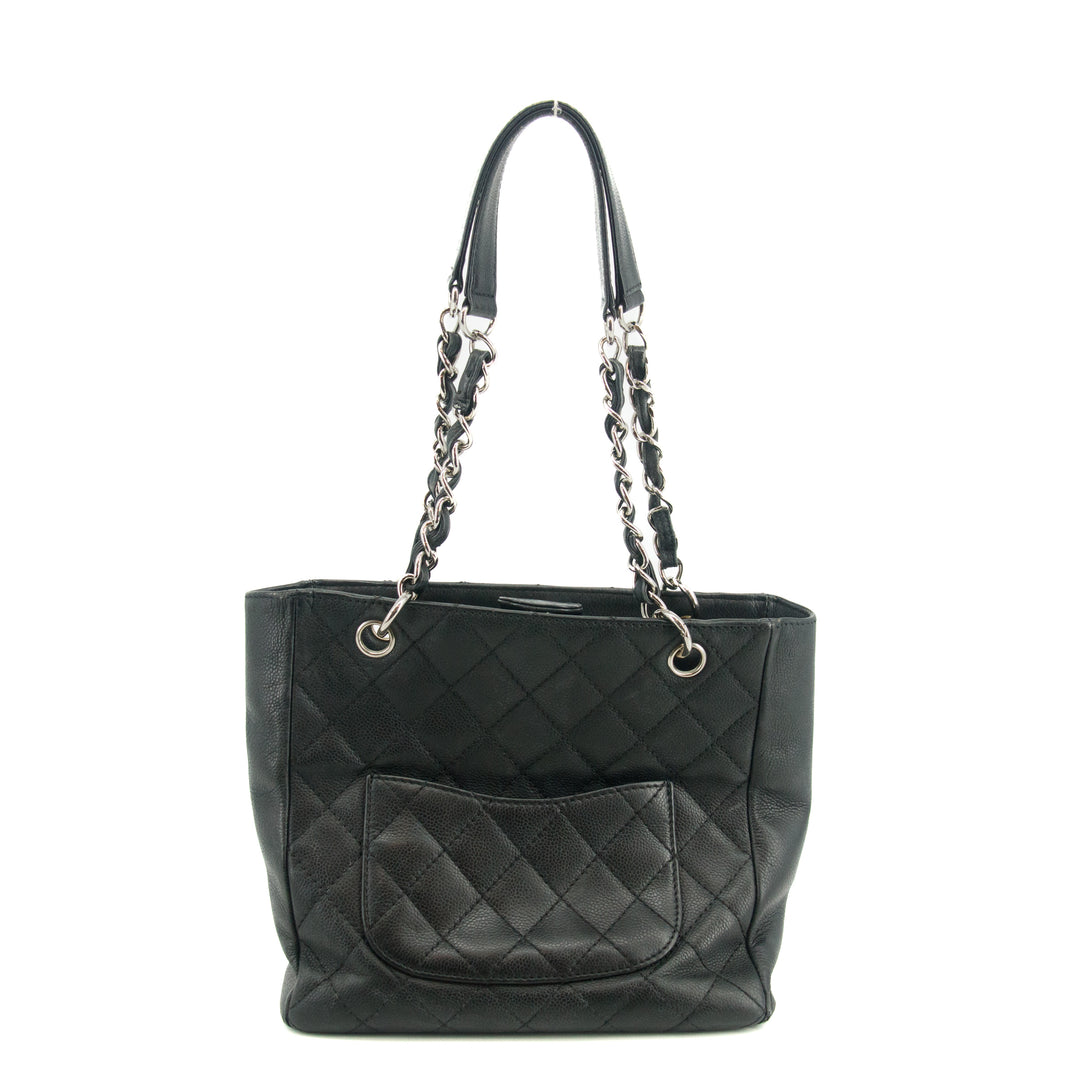 Chanel Black Caviar Skin Quilted Coco Mark PST Shoulder Bag #3628