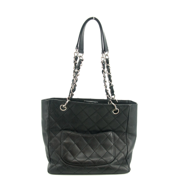 Chanel Black Caviar Skin Quilted Coco Mark PST Shoulder Bag #3628