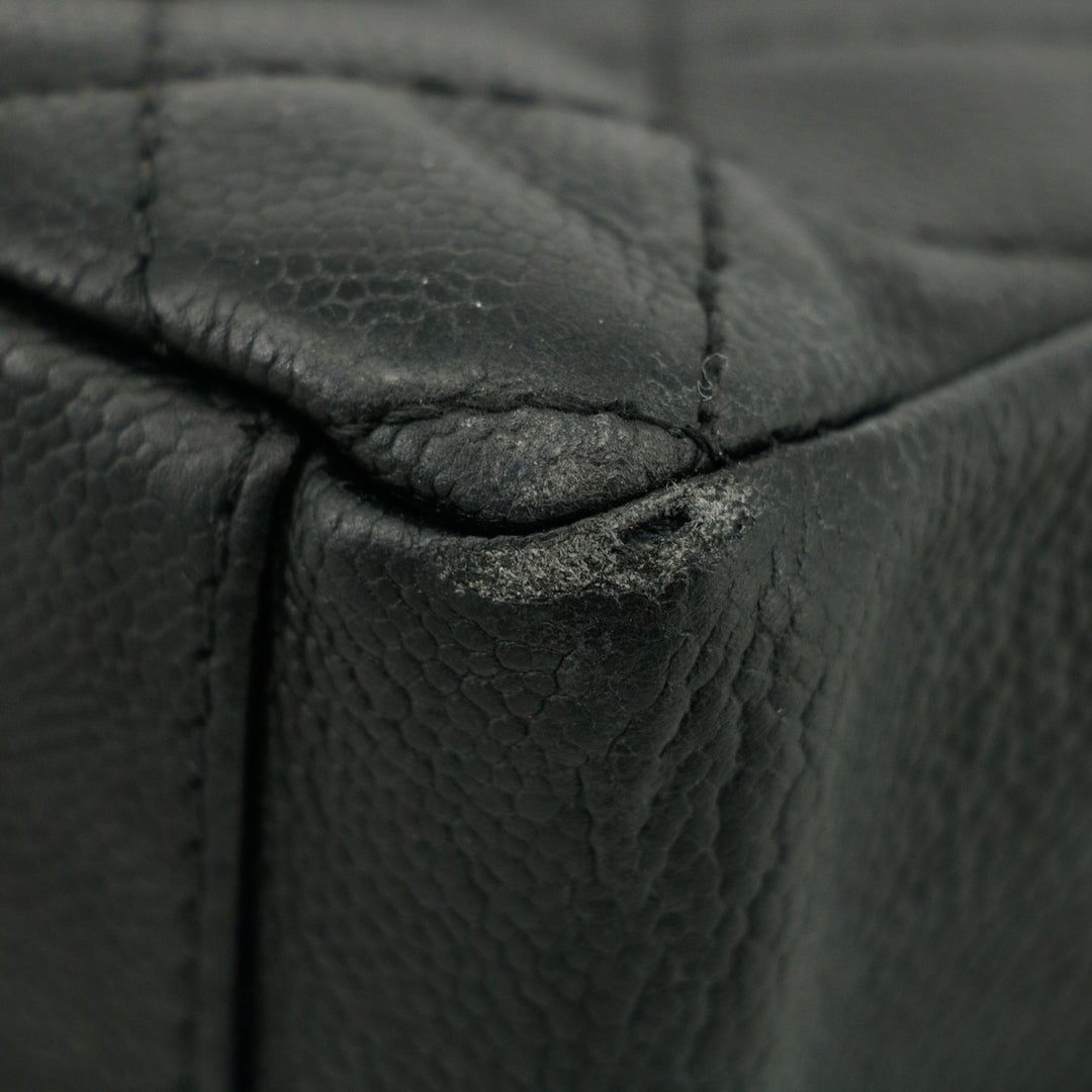 Chanel Black Caviar Skin Quilted Coco Mark PST Shoulder Bag #3628