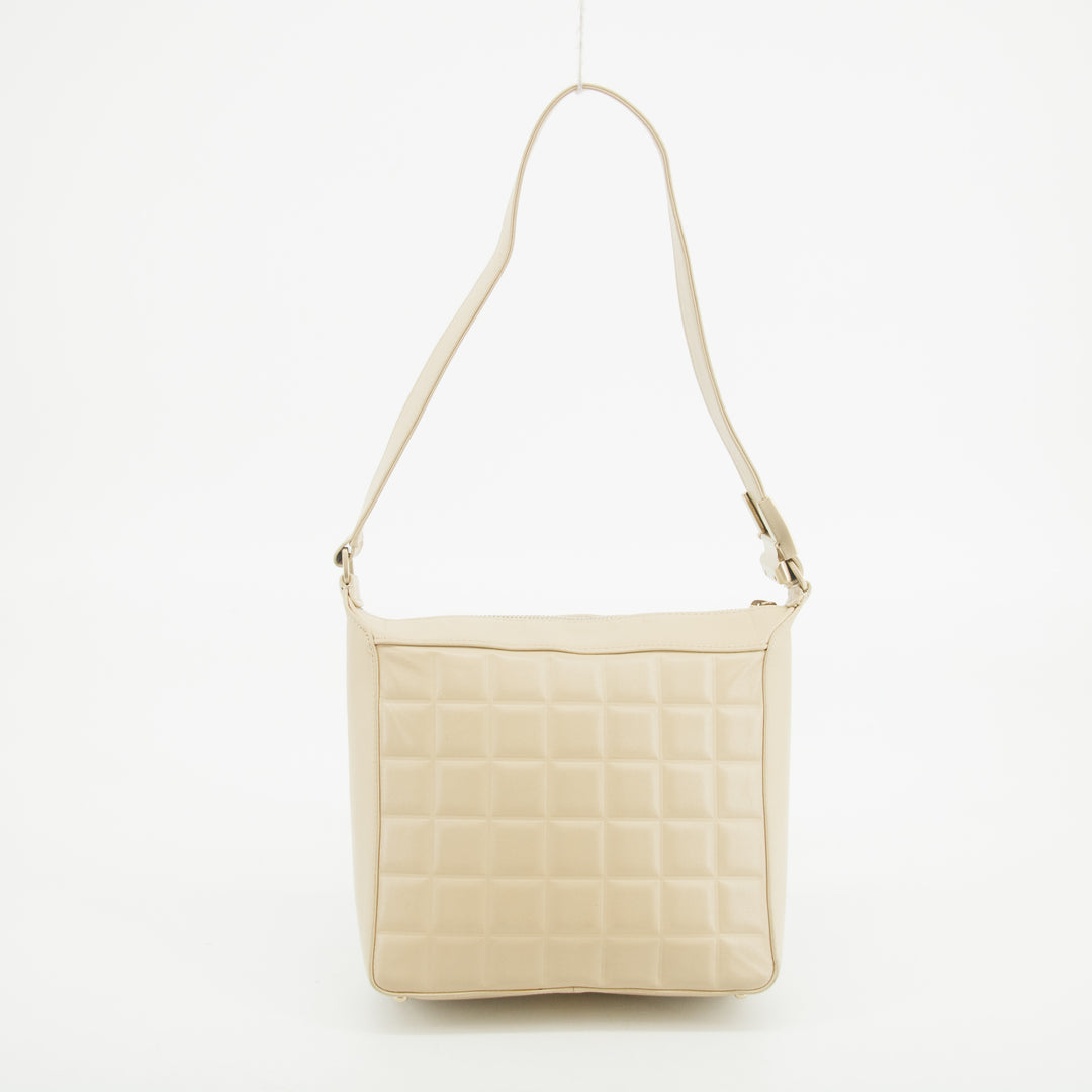 Chanel Lambskin Beige Coco Mark Chocolate Bar Shoulder Bag #3633