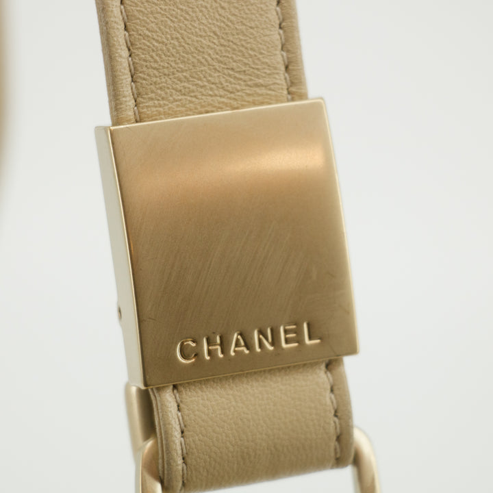 Chanel Lambskin Beige Coco Mark Chocolate Bar Shoulder Bag #3633
