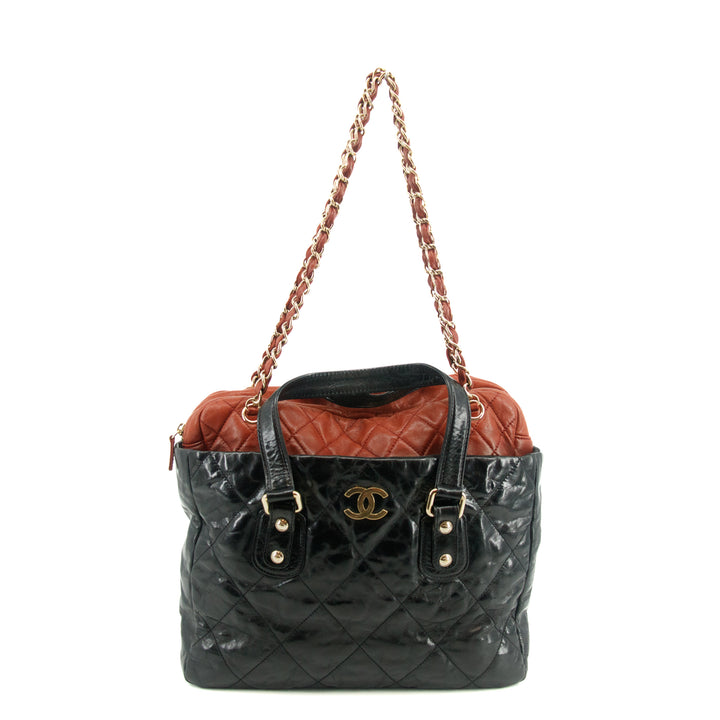 Chanel Quilted Glazed Leather Black / Red 2Way Shoulder Bag #3634