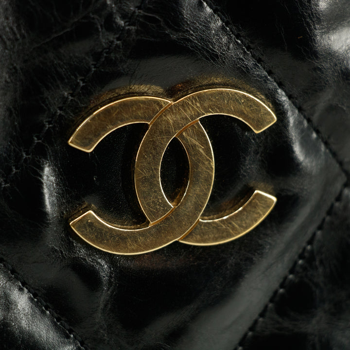 Chanel Quilted Glazed Leather Black / Red 2Way Shoulder Bag #3634