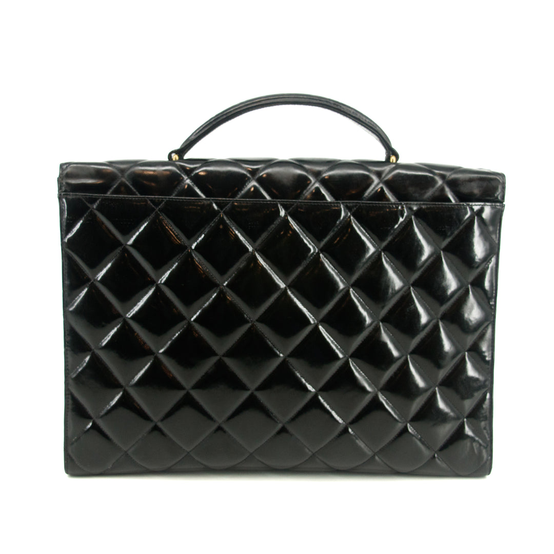 Chanel Matelasse Black Coco Mark Patent Breifcase Bag #3636