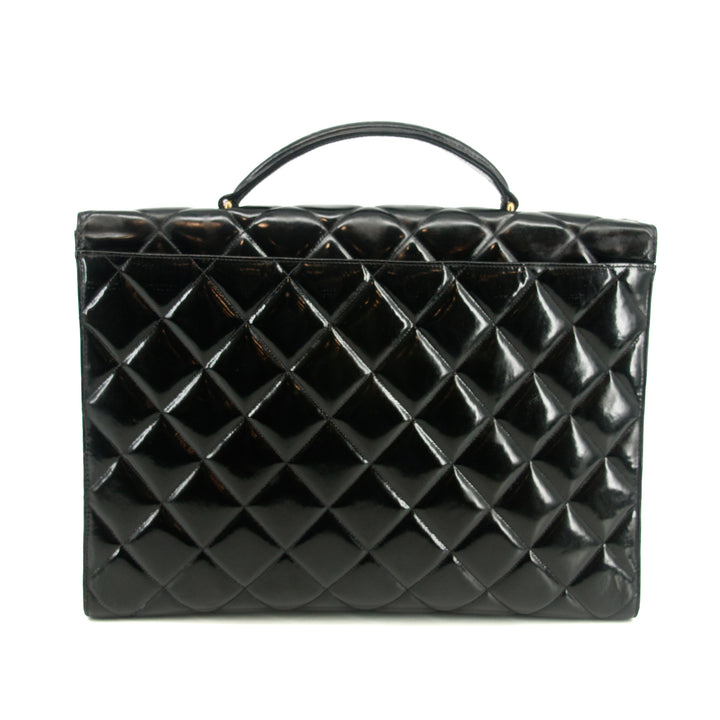 Chanel Matelasse Black Coco Mark Patent Breifcase Bag #3636