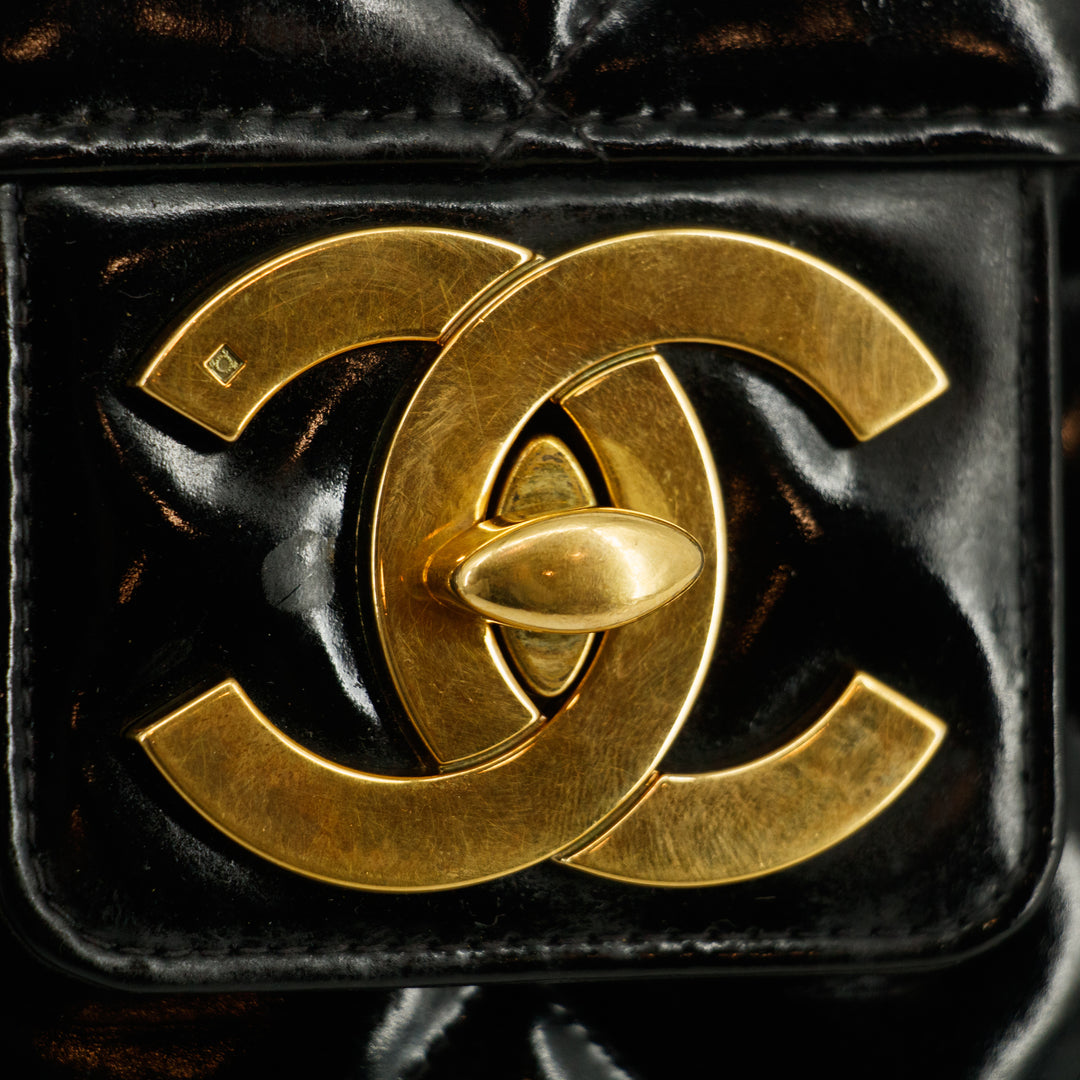 Chanel Matelasse Black Coco Mark Patent Breifcase Bag #3636