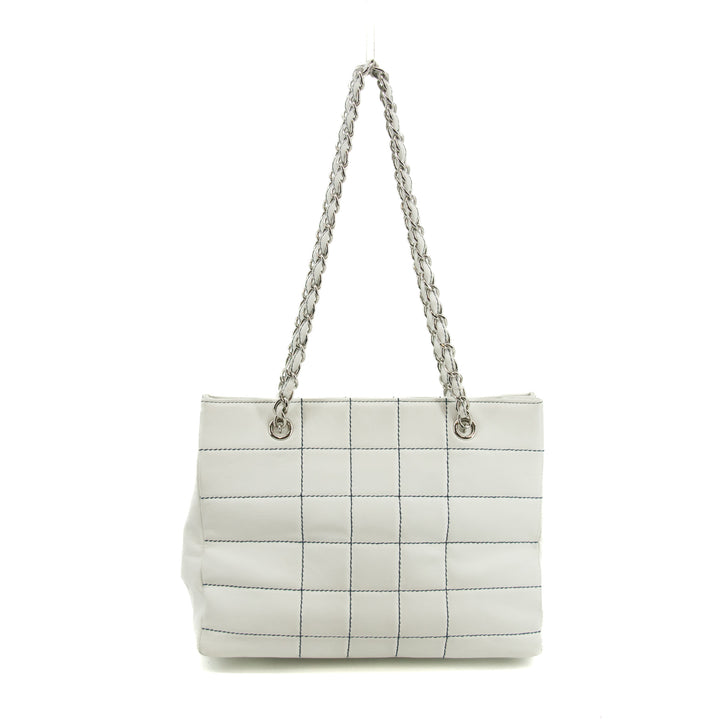 Chanel Wild Stitch White Lambskin Chocolate Bar Shoulder Bag #3640