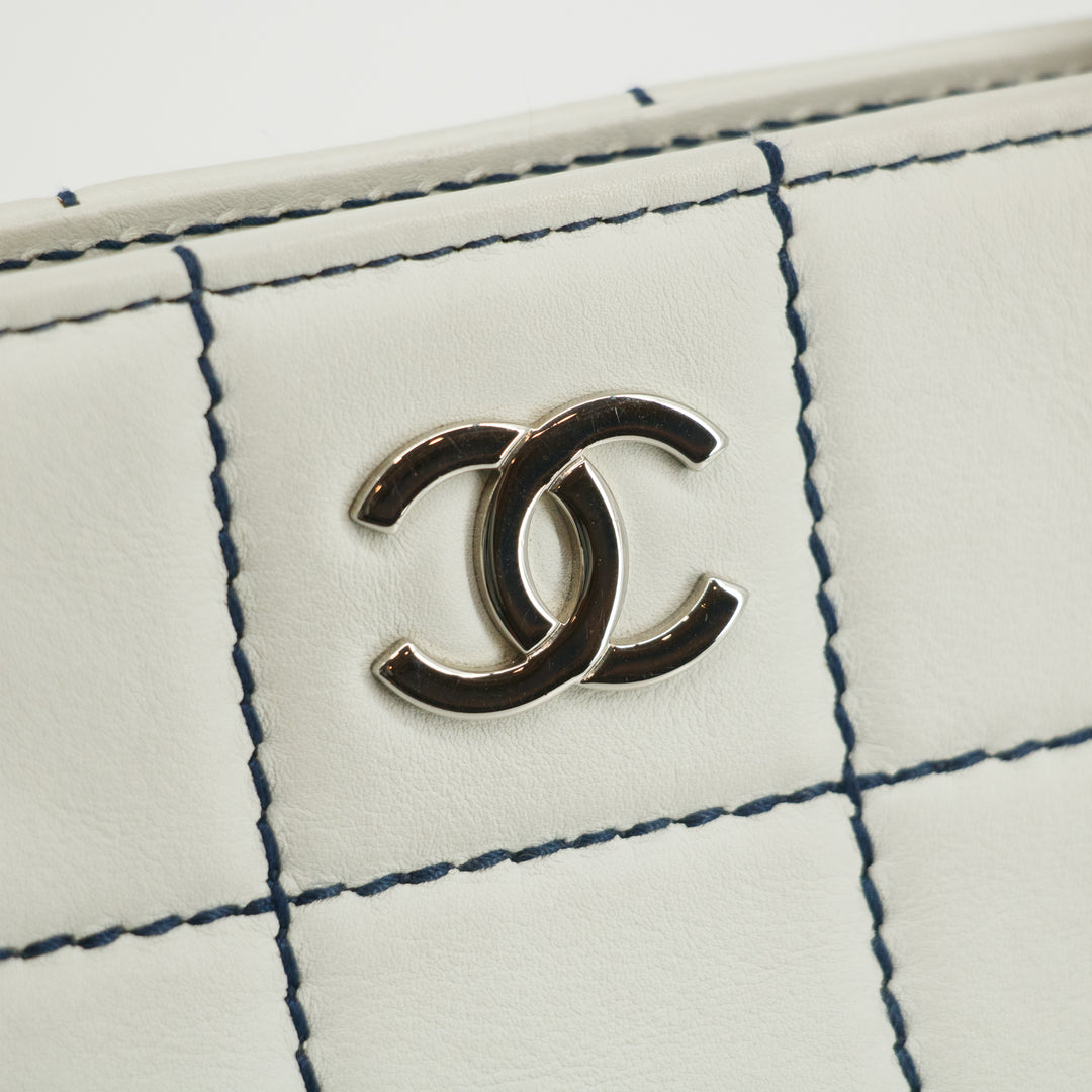 Chanel Wild Stitch White Lambskin Chocolate Bar Shoulder Bag #3640