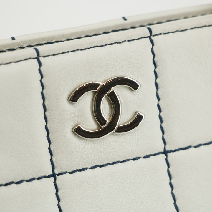 Chanel Wild Stitch White Lambskin Chocolate Bar Shoulder Bag #3640