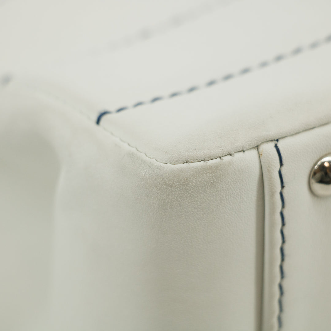 Chanel Wild Stitch White Lambskin Chocolate Bar Shoulder Bag #3640