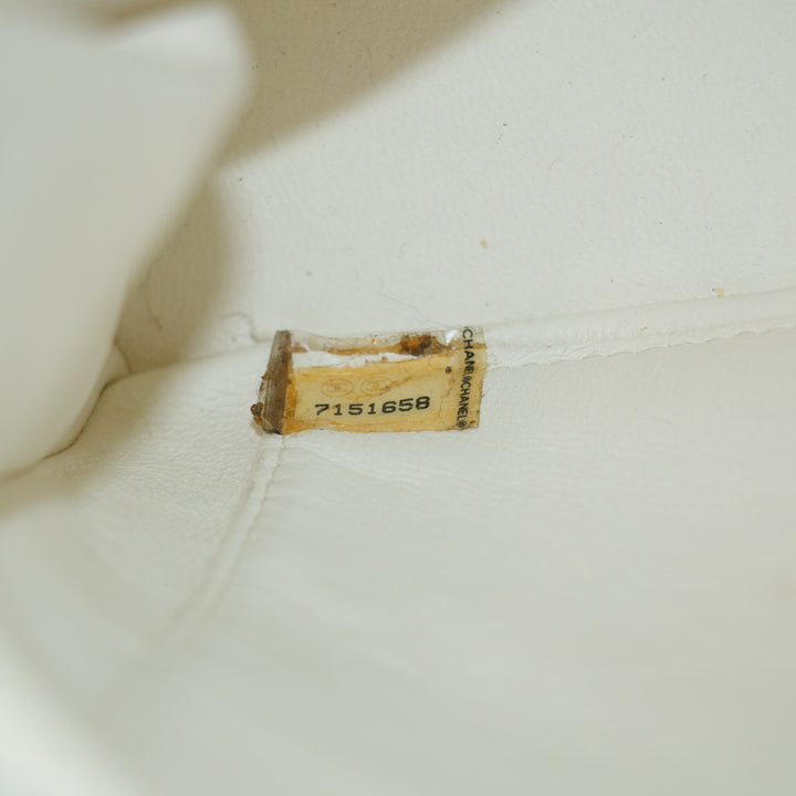 Chanel Wild Stitch White Lambskin Chocolate Bar Shoulder Bag #3640