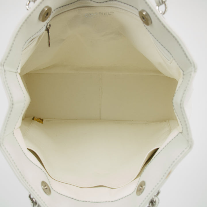Chanel Wild Stitch White Lambskin Chocolate Bar Shoulder Bag #3640