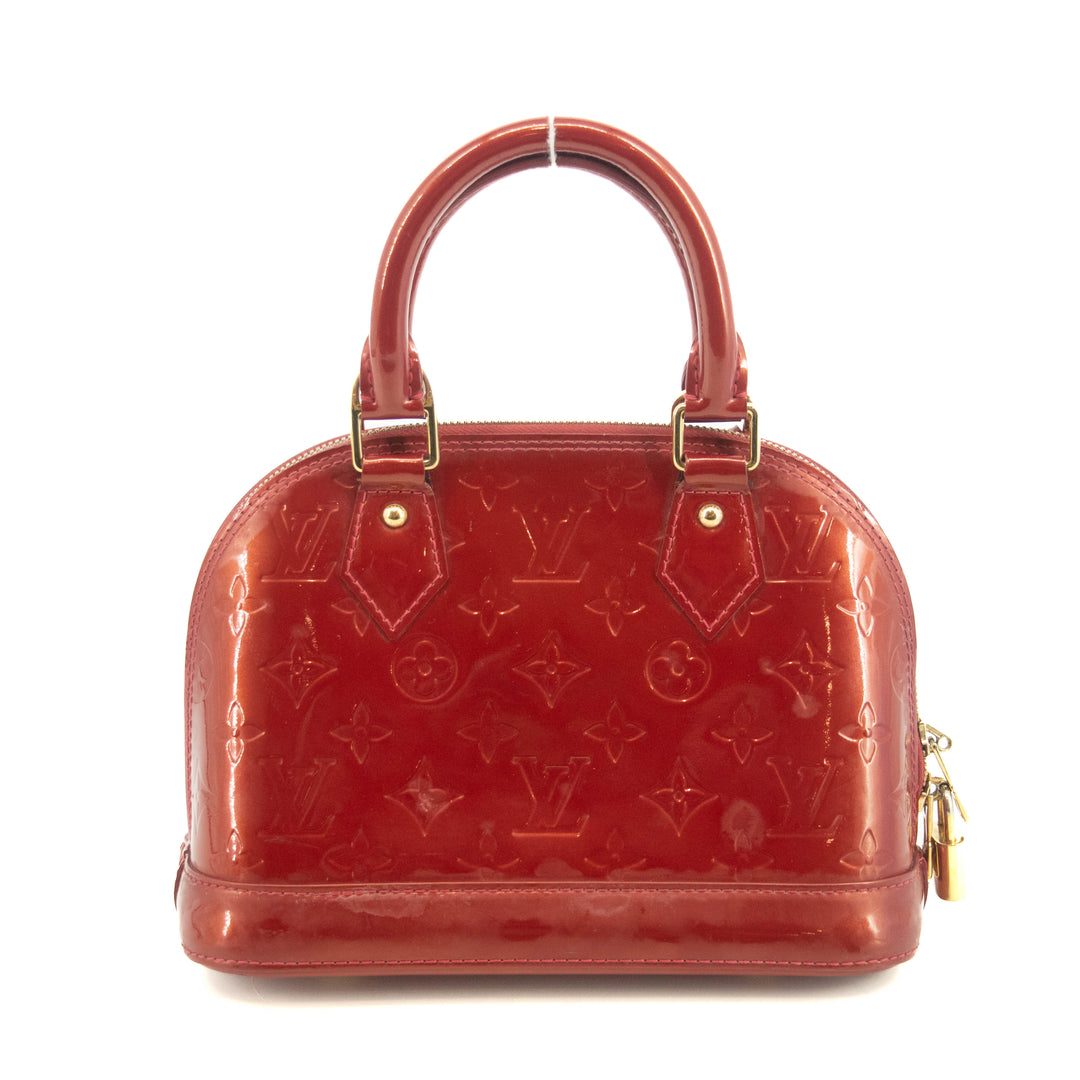 Louis Vuitton Red Vernis Alma BB Shoulder Bag w/ Strap #3642