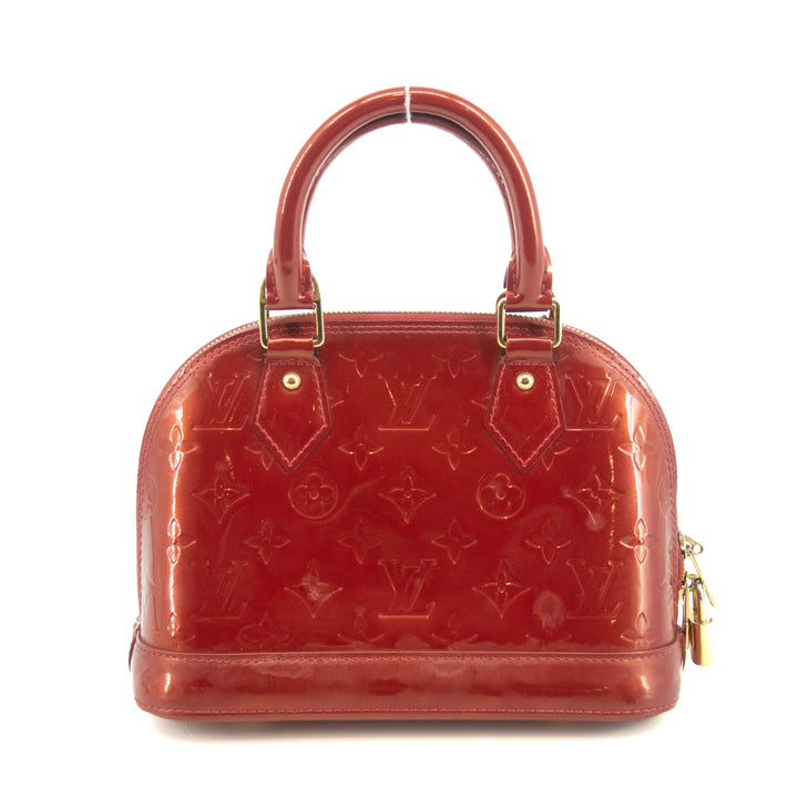 Louis Vuitton Red Vernis Alma BB Shoulder Bag w/ Strap #3642