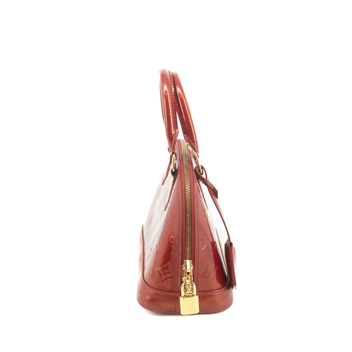Louis Vuitton Red Vernis Alma BB Shoulder Bag w/ Strap #3642
