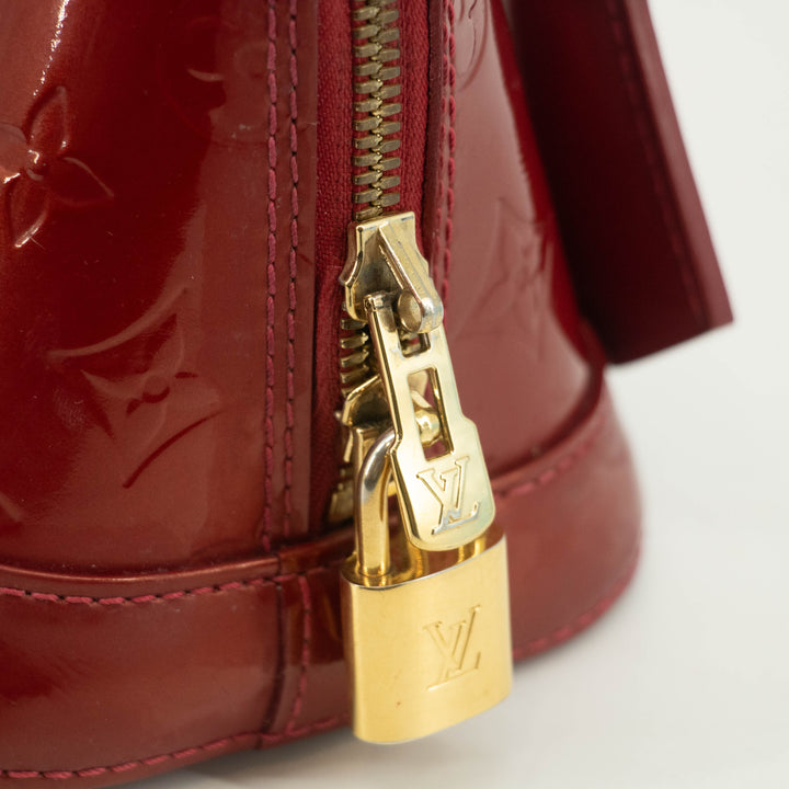 Louis Vuitton Red Vernis Alma BB Shoulder Bag w/ Strap #3642