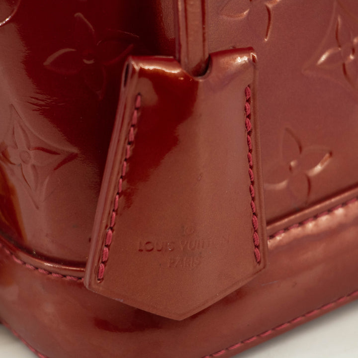 Louis Vuitton Red Vernis Alma BB Shoulder Bag w/ Strap #3642