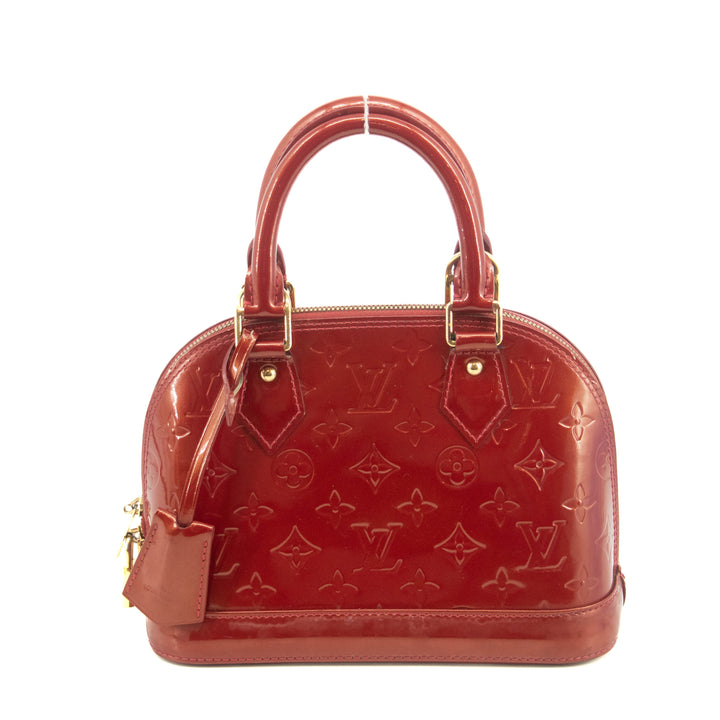 Louis Vuitton Red Vernis Alma BB Shoulder Bag w/ Strap #3642