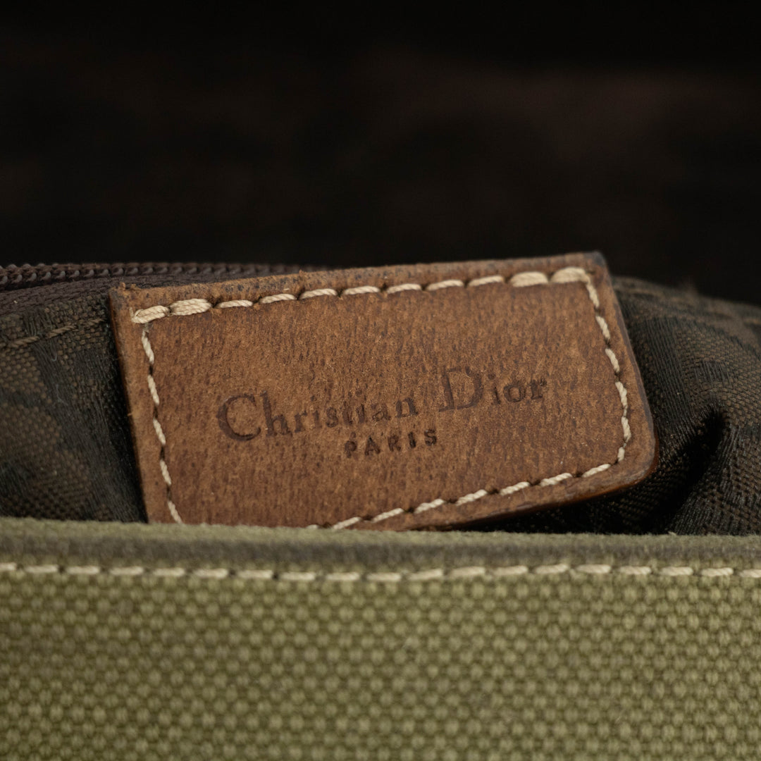 Christian Dior Green Canvas Saddle Shoulder Bag #3648