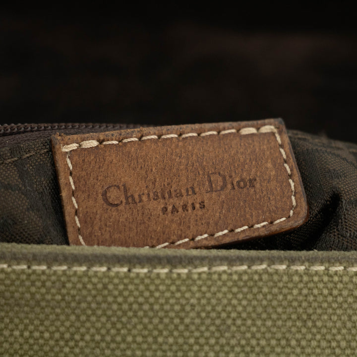 Christian Dior Green Canvas Saddle Shoulder Bag #3648
