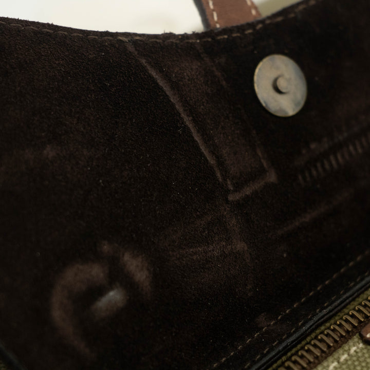 Christian Dior Green Canvas Saddle Shoulder Bag #3648