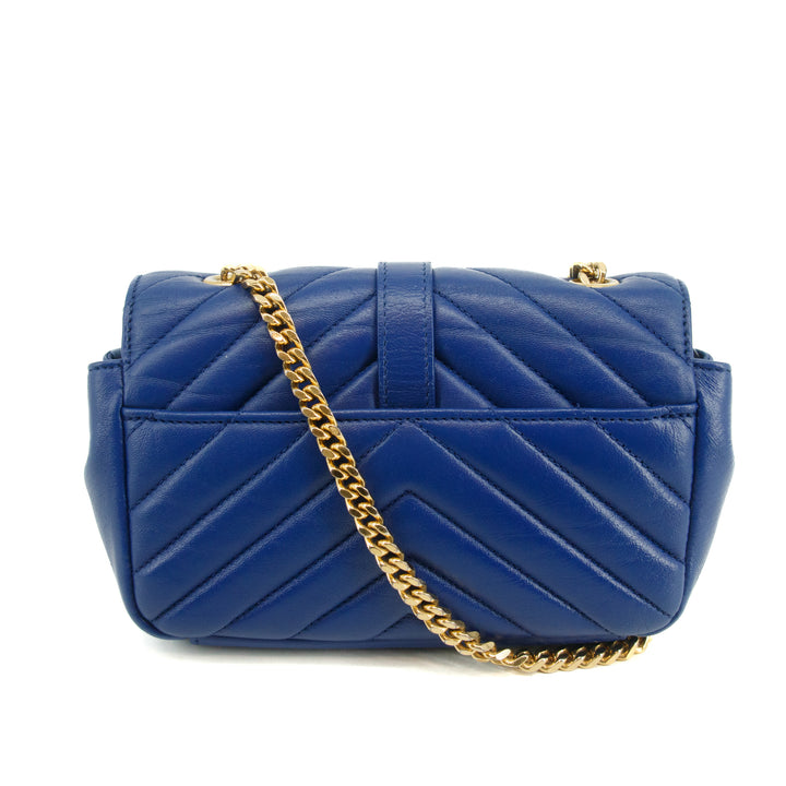 Saint Laurent YSL Classic Blue Matelasse Chevron Crossbody Bag #3651
