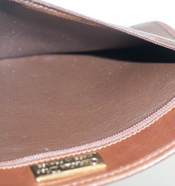 Christian Dior Vintage Brown Leather Flap Shoulder Bag #3652