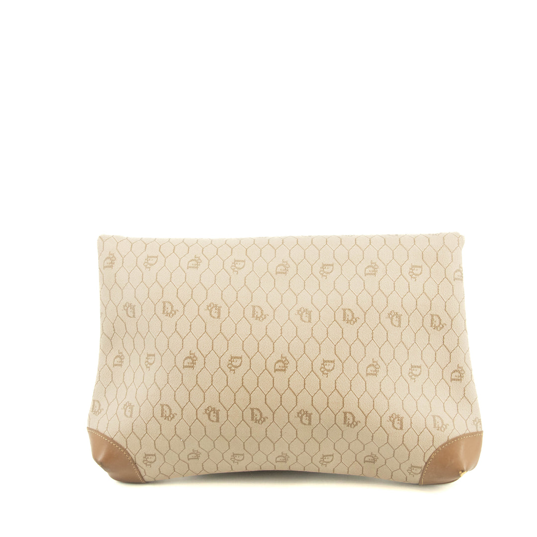 Christian Dior Honeycomb PVC Beige Clutch Bag #3653
