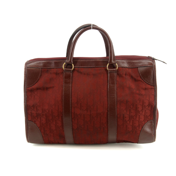 Christian Dior Red Trotter Canvas x Leather Boston Bag #3654