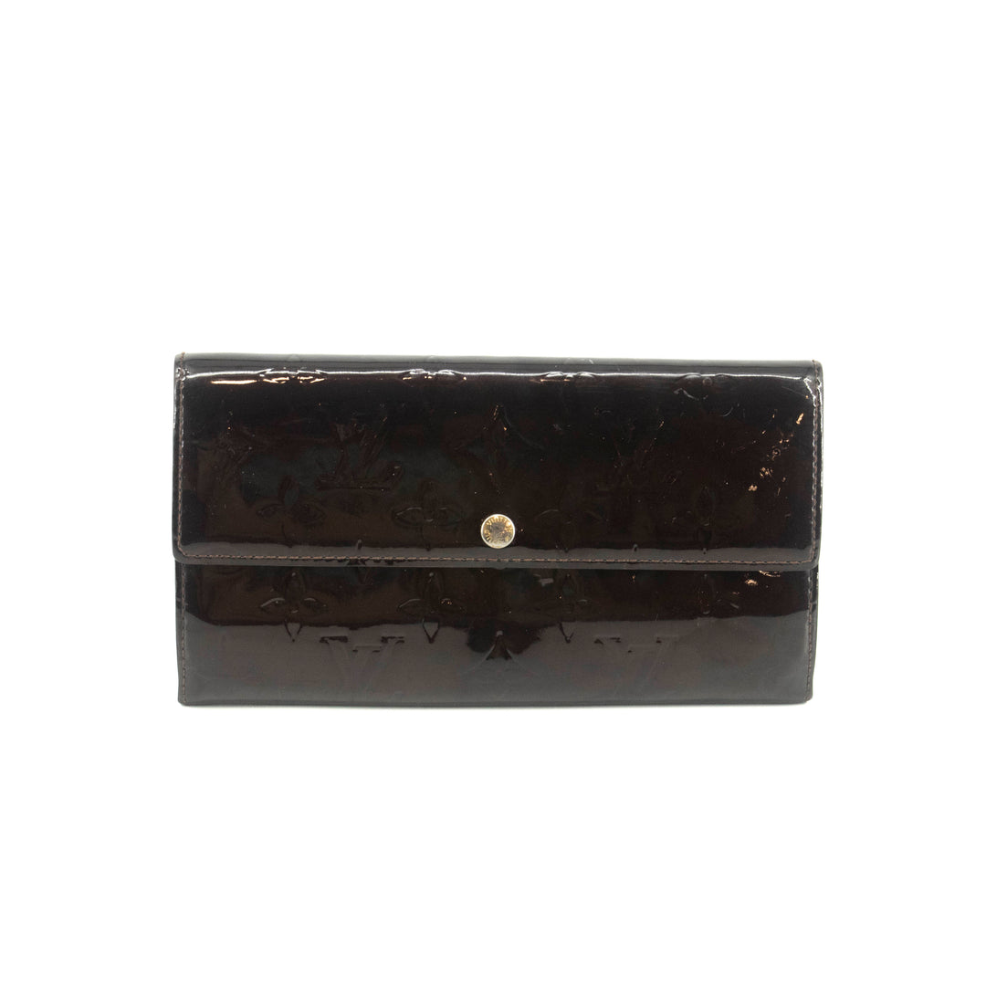 Louis Vuitton Vernis Patent Leather Purple Sarah Long Wallet #3693