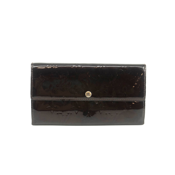Louis Vuitton Vernis Patent Leather Purple Sarah Long Wallet #3693