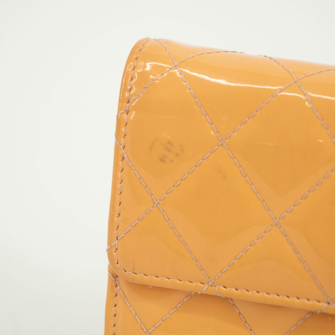 Chanel CC Cocomark Patent Orange Long Wallet #3694