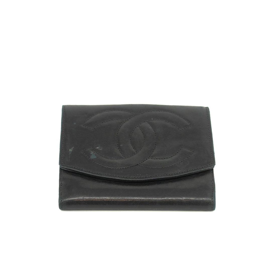 Chanel Black Lambskin Coco Mark Compact Wallet #3701