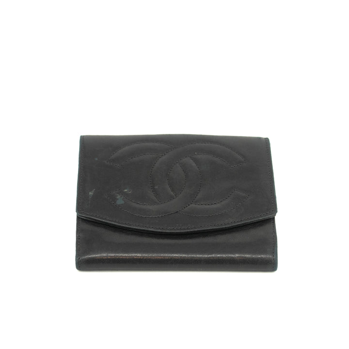 Chanel Black Lambskin Coco Mark Compact Wallet #3701