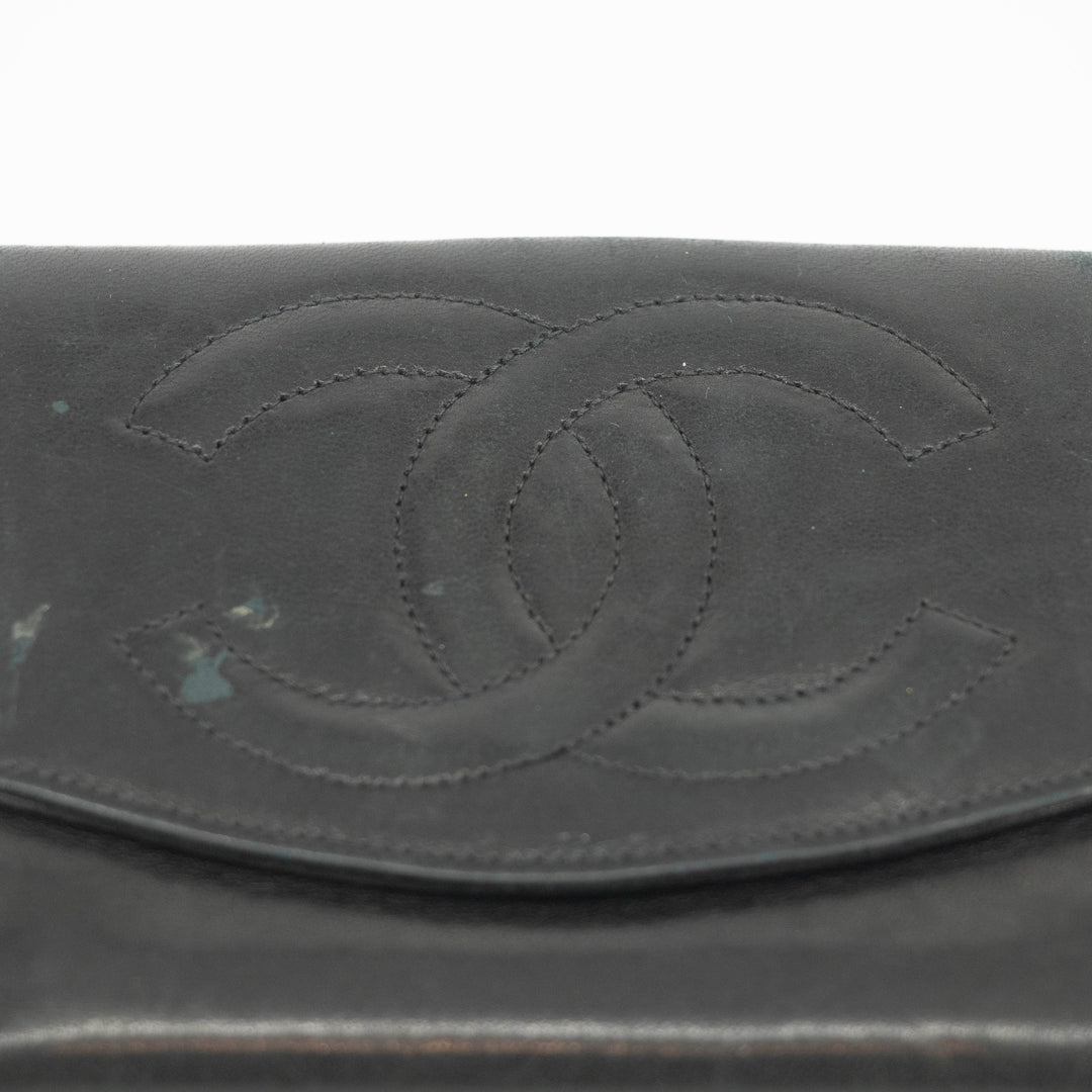 Chanel Black Lambskin Coco Mark Compact Wallet #3701