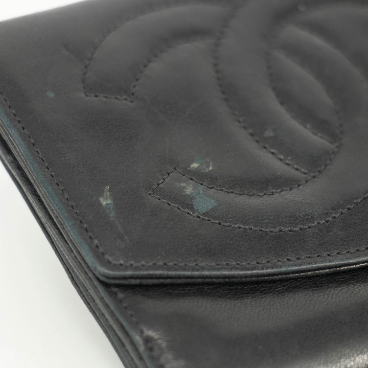 Chanel Black Lambskin Coco Mark Compact Wallet #3701