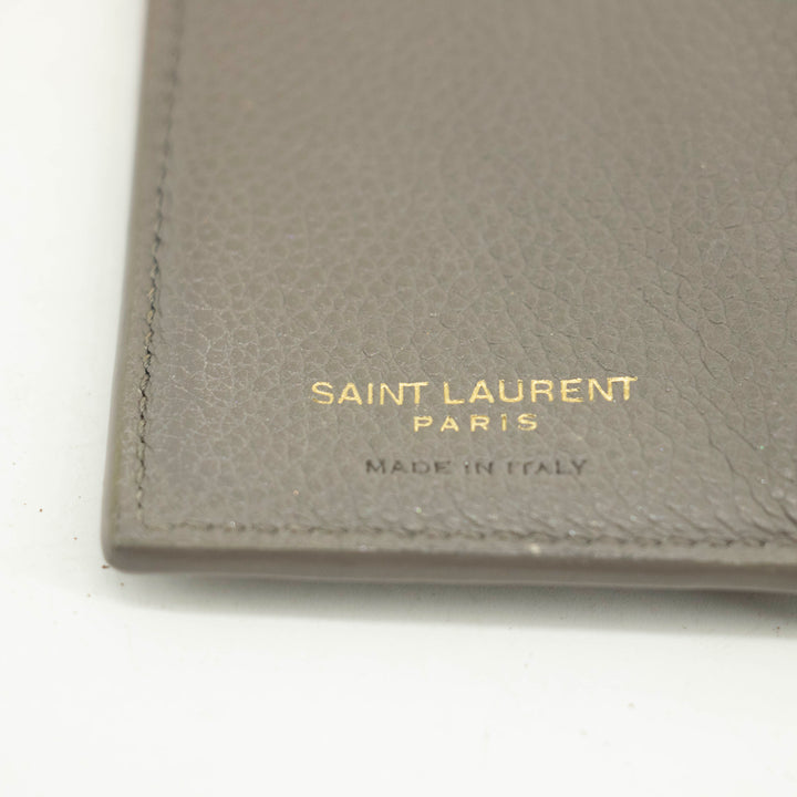Saint Laurent YSL Grey Leather Trifold Compact Wallet #3703
